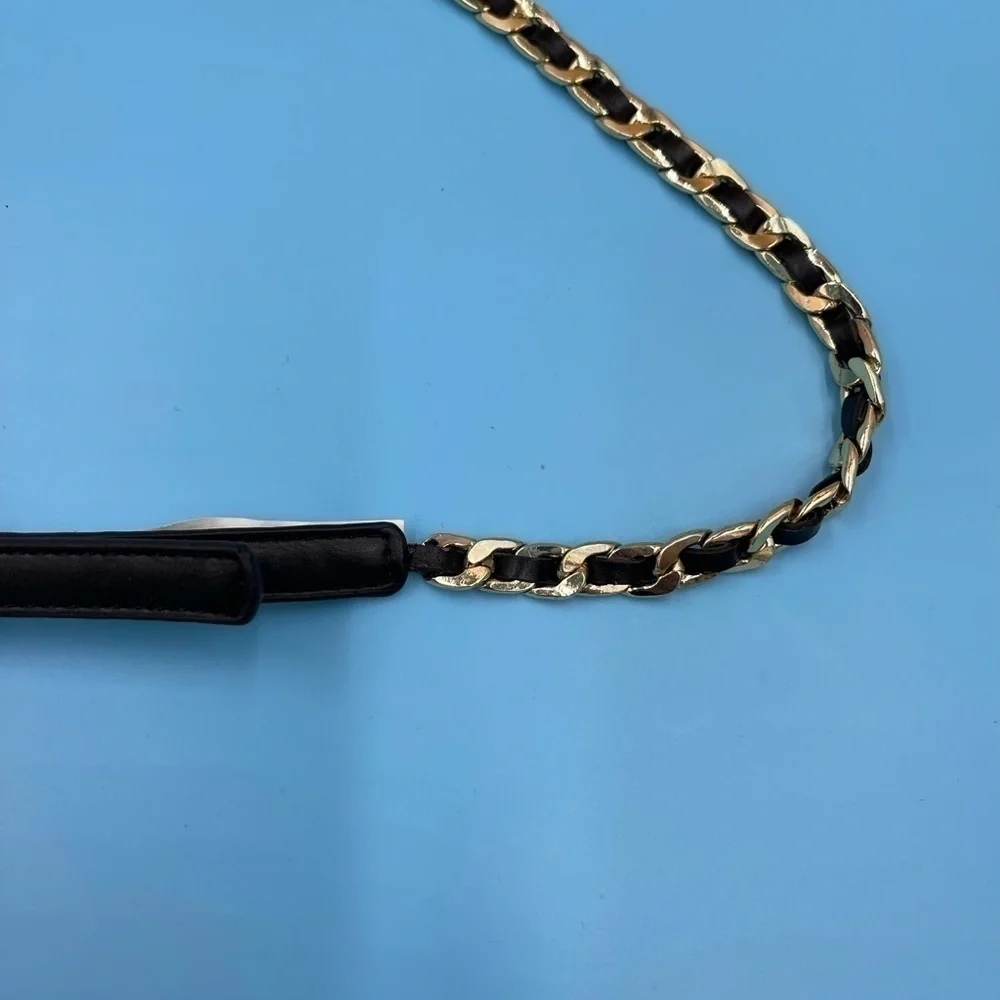 Vintage Ann Taylor Leather / Iron Chain Belt